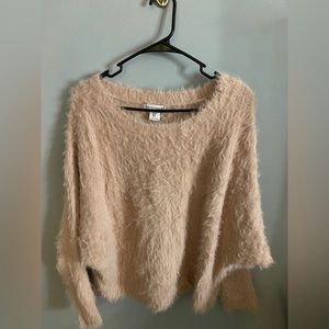 Fluffy Cropped Pink Sweater- Gently Worn